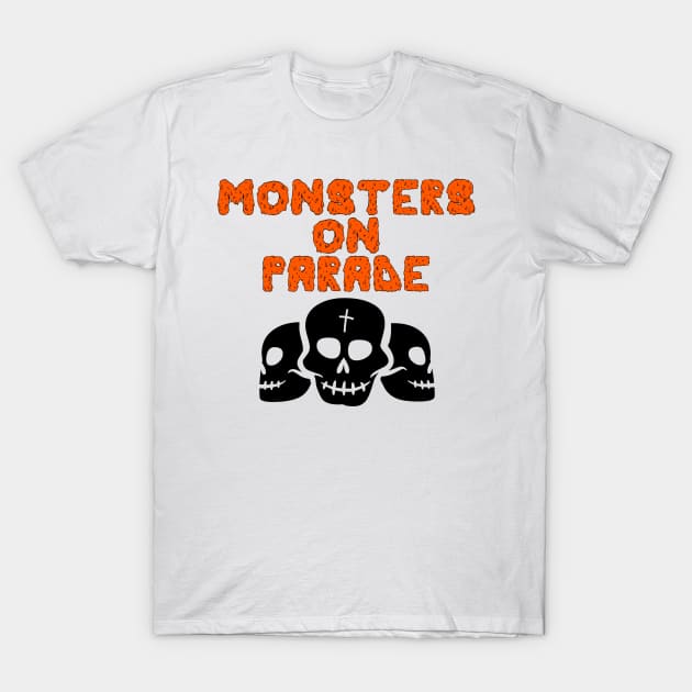 Monsters On Parade (Black) T-Shirt by tcbromo